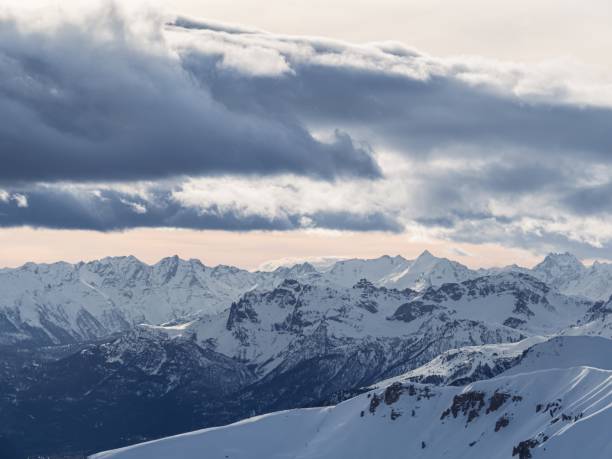 istock Panoramic View of Snowy Alps Under Clear Sky 2190853508