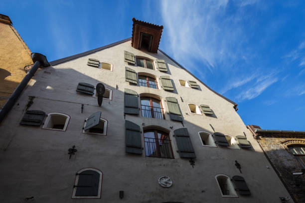 Medieval building in Old Riga on a summer morning