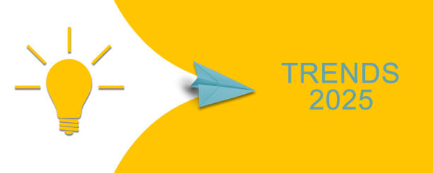 هواپیمای کاغذی آبی در حال پرواز از لامپ در حال سوختن - ترندهای 2025