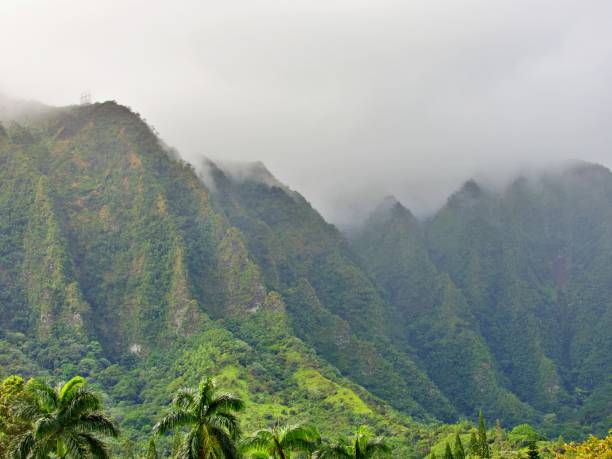 istock Island of Oahu under heavy clouds 2190864689
