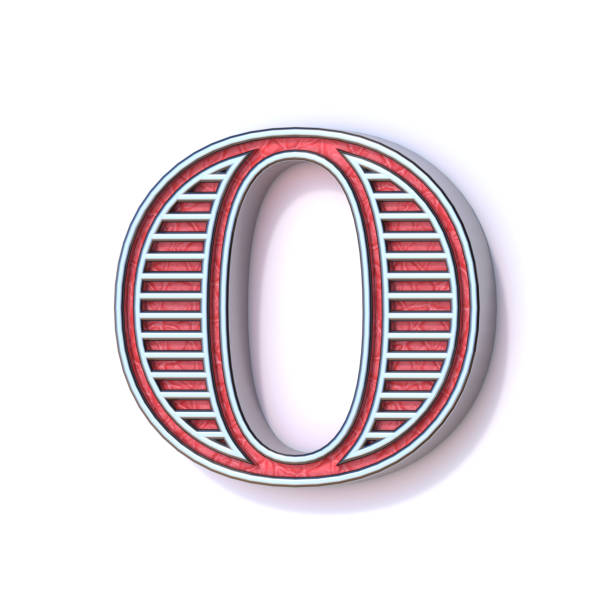 Red silver festive font Letter O 3D rendering illustration isolated on white background