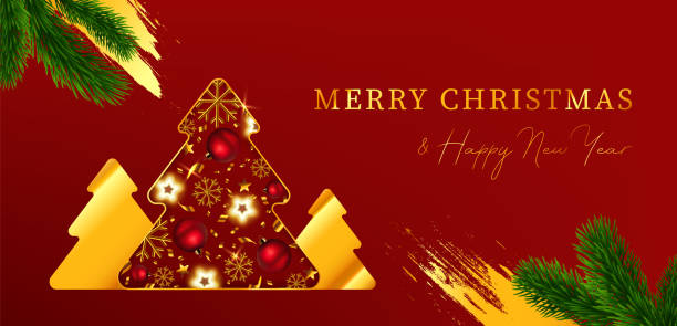 istock Merry Christmas and Happy New Year greeting card. Vector 2190875963
