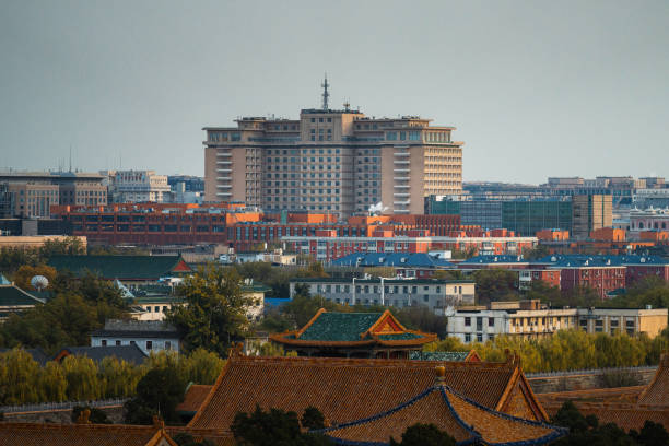 City skyline with old temples and new buildings, Beijing