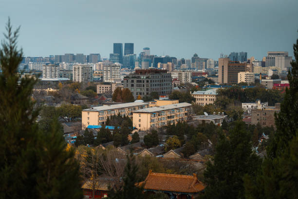 it is view of beijing china beautiful view of building located in beijing Olympic park china