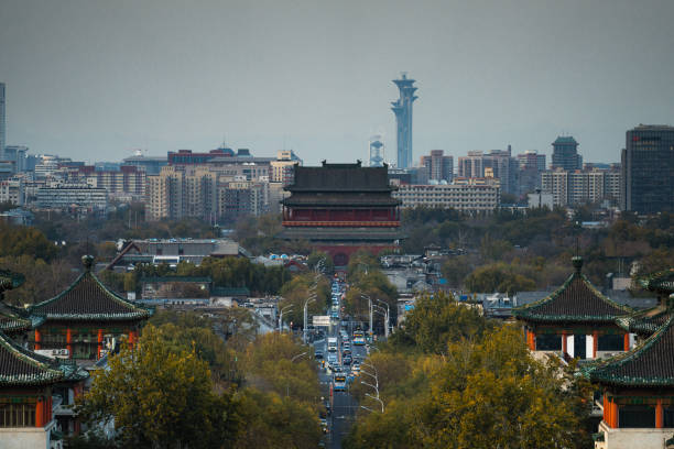 City skyline with old temples and new buildings, Beijing