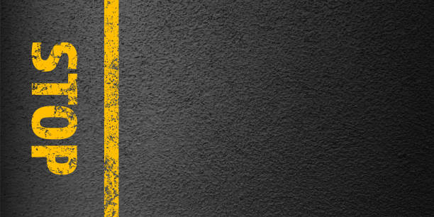 istock Asphalt road with stop lane marking, concrete highway surface, texture. Street traffic line, road dividing strip. Pattern with grainy structure, grunge stone background. Vector illustration 2190878601