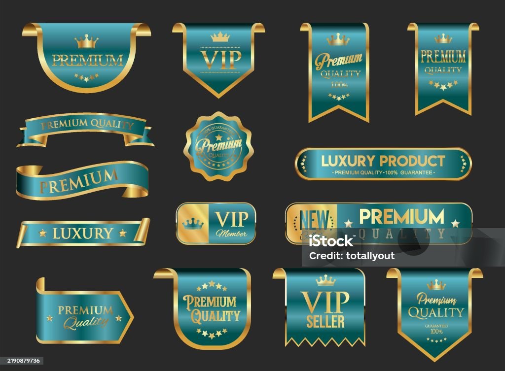 Vip Dark Blue Vip And Premium Emblem Blue And Gold Isolated On Black Background Stock ...