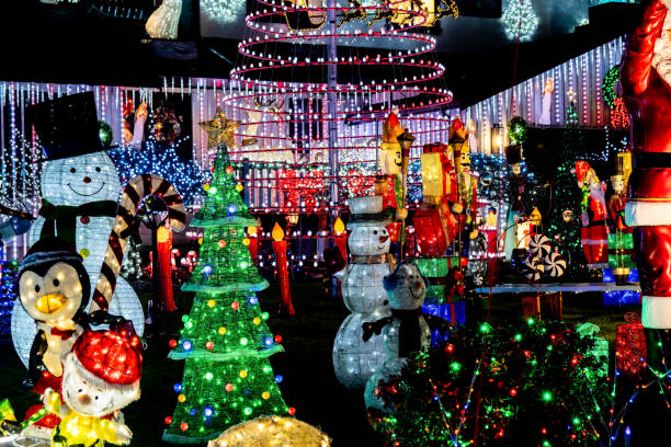 Burnaby, British Columbia, Canada - December 20, 2024: Fantastic Christmas decorations in Burnaby of great Vancouver, BC, Canada