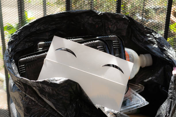Recyclable waste. Paper waste that looks like it's smiling.