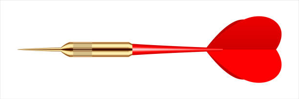 istock Dart arrow with metal tip and shadow. Dart throwing sport game, dartboard equipment. Vector illustration 2190889404