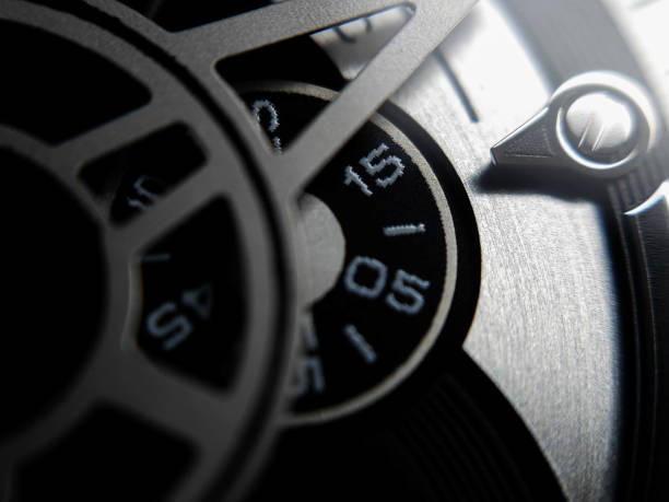 Close up industrial style on seconds on a mechanical watch