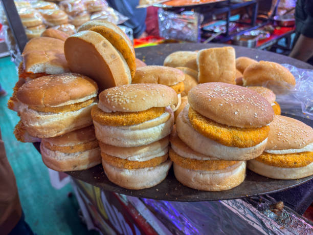 istock A stack of fish sandwiches on a tray 2190891353
