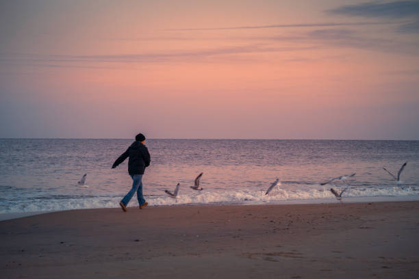 27th of January 2018, Binz, Germany. Families and friends spending day together on the beach during autumn day