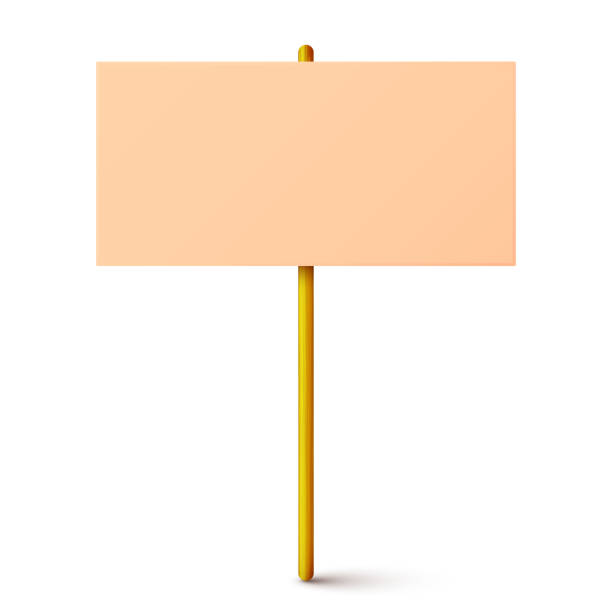 istock Blank colorful protest sign with wooden holder. Demonstration banner. Strike action cardboard placard mockup. Social advertisement. Vector illustration 2190900840