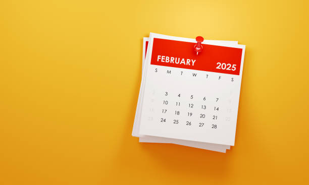 istock Post It February 2025 Calendar On Yellow Background 2190905052