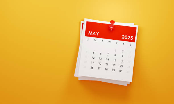 istock Post It May 2025 Calendar On Yellow Background 2190905085