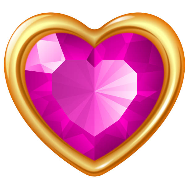 istock Color shining diamond heart 3D shape in gold frame on white background 2190913510