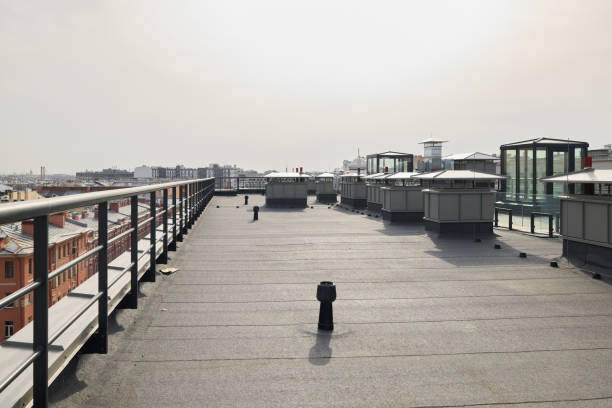 A stunning modern rooftop view showcasing a vibrant cityscape in a contemporary setting