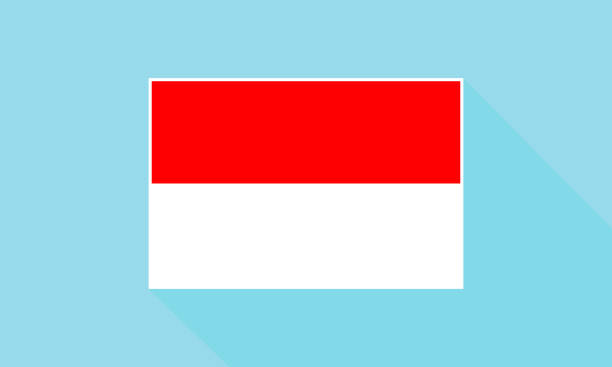 ilustraciones, imágenes clip art, dibujos animados e iconos de stock de bandera de indonesia sobre un fondo azul claro con una sombra larga - largo longitud