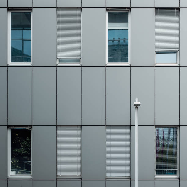 minimalist abstract partial view of an exterior facade of a modern architecture