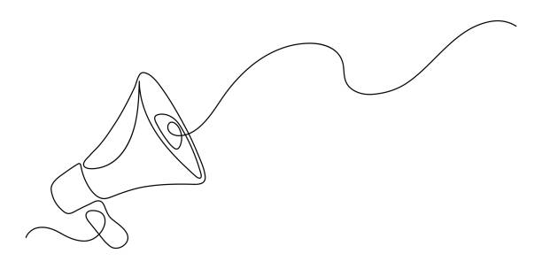 illustrations, cliparts, dessins animés et icônes de porte-voix - dessin au trait continu