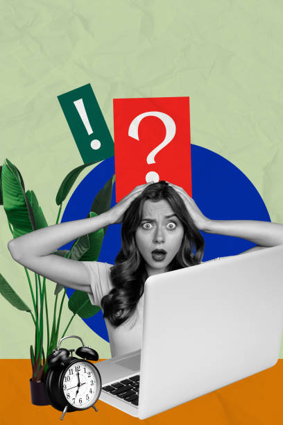 istock Sketch image artwork composite 3D photo collage of brainstorming puzzle think mind remote internet laptop confused lady burn deadline 2190918049