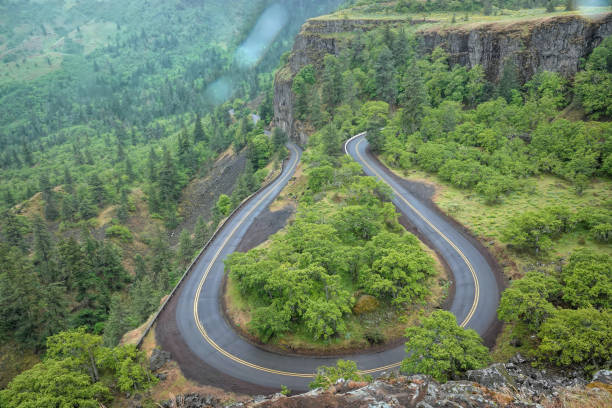 istock Winding Road Through Forested Cliffs at Rowena Crest, Colulbia river Gorge, Oregon 2190920214