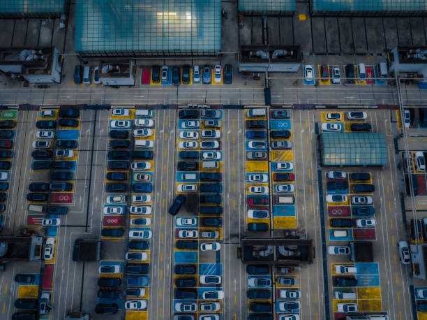 istock Top View over Outdoor Colorful Parking Lots 2190931545