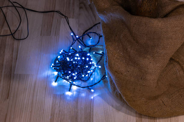 istock Tangled wires of Christmas tree lights 2190937149