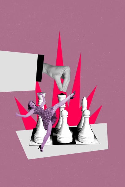 istock 3D collage design composite trend artwork sketch of young lady walk step huge hand play chess game moving figure win success strategy 2190938550