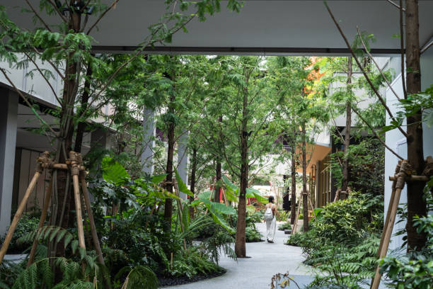 istock Modern office park full of greenery 2190941202