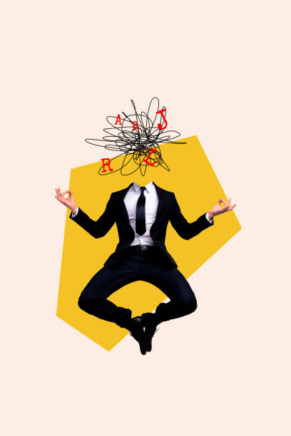 istock Composite trend artwork sketch image photo collage of brainstorming jigsaw mind think creative line mess headless young guy levitate yoga 2190942462