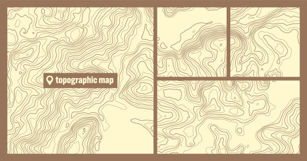 istock Colorful topographic map sets with contour lines. Geographic terrain grid, relief height elevation. Ground path pattern. Travel and navigation, cartography design element. Vector illustration 2190943377