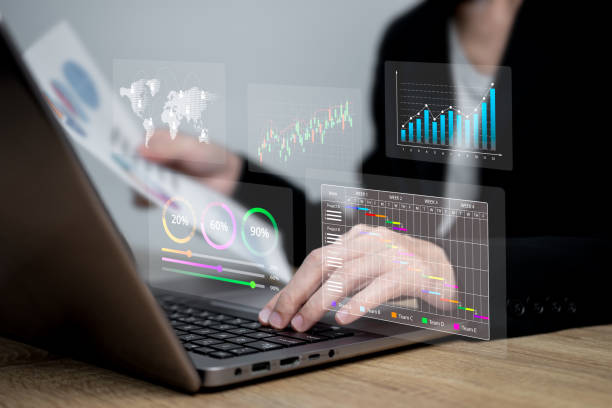 istock Business plan schedule analysis of the year, Business Enterprise data management concept, Businesswoman plan and set goal for organizational performance, Data marketing analytics, Metrics and KPI 2190945521