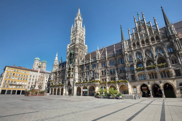 istock Main town hall with clock tower on Mary's square (Marienplatz) in Munich, Germany 2190946565
