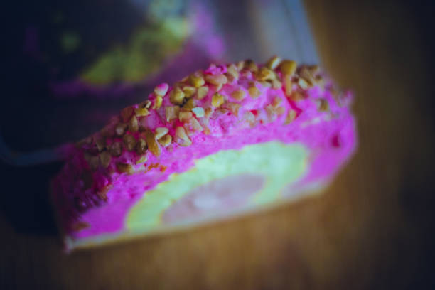 Delicious cassatta icecream on a wooden background.