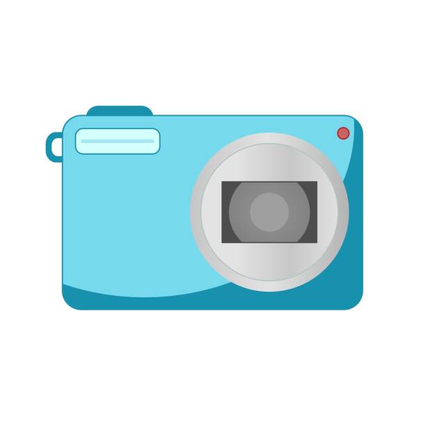 istock colorful pocket digital camera illustration on isolated white background. classic digital camera icon. 2190953353