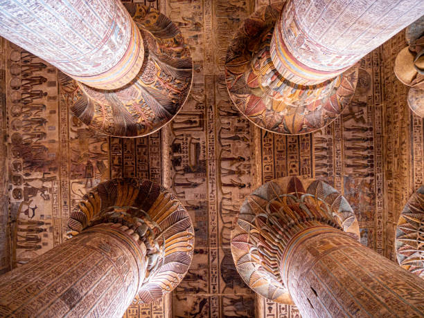 istock Four pillars and a ceiling covered in hieroglyphic inscriptions inside Khnum Temple in Esna, Egypt 2190958718
