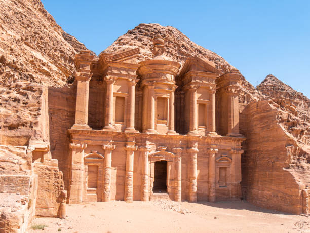 istock The Monastery or Ed-Deir, Petra, Jordan on a clear afternoon - Portrait shot - Slight side angle 2190961200