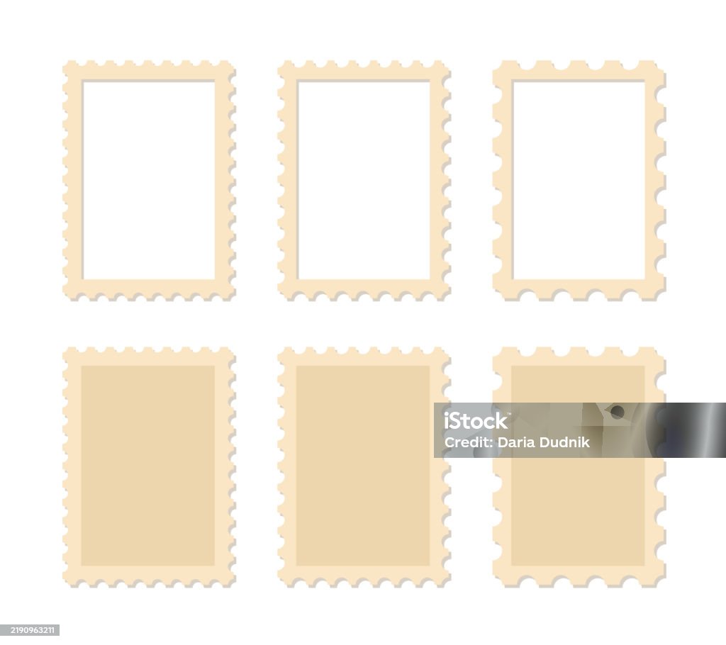Rectangle Stamp Vector Retro Postage Stamps Frames Set Blank Rectangular Border Templates With ...