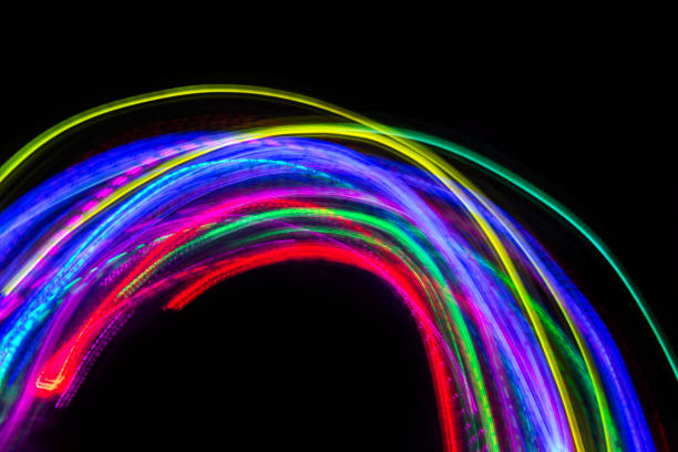 istock Background abstract image of various colorful lines on a black background 2190965647
