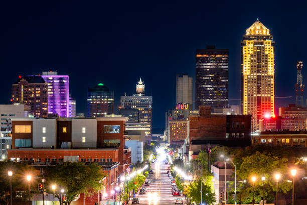 istock Des Moines, Iowa skyline by night 2190979449