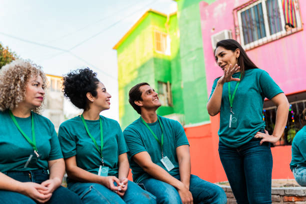 istock Volunteers talking outdoors 2190984201