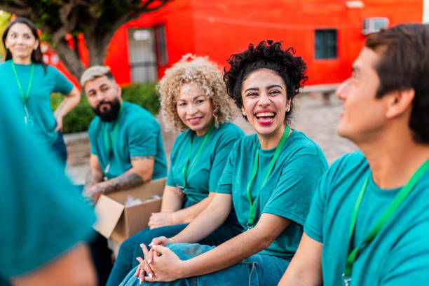 istock Volunteers talking outdoors 2190984272
