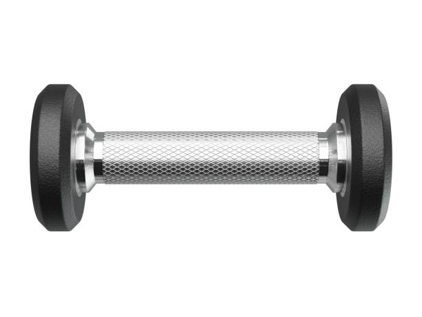 istock Blank Round Rubber Dumbbell, weightlifting gym equipment side view 2190987579