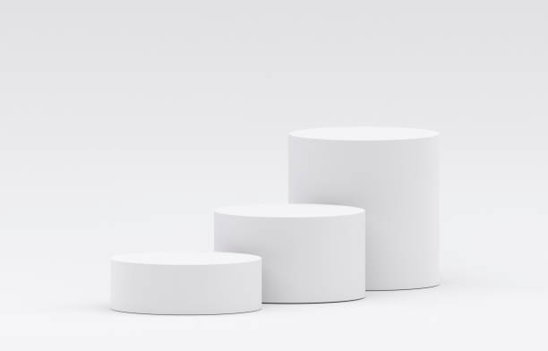istock White product display podium in studio room, for display presentation 2190995868