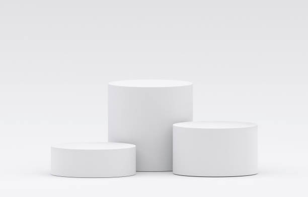 istock White product display podium in studio room, for display presentation 2190995870