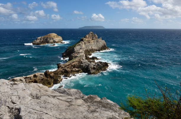 Spectacular coastline of Guadeloupe at the peninsula of  La Pointe Des Châteaux, iconic landmark