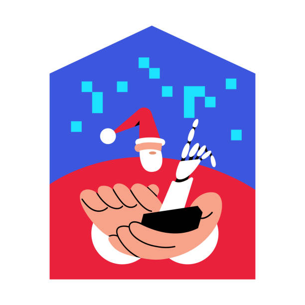 istock Santa gamer playing video games with AI at home, holding controller. 2191012324