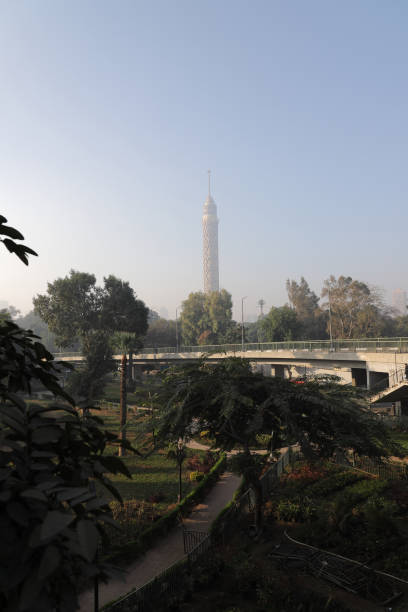 istock Cairo tower rapped in fog 2191012393